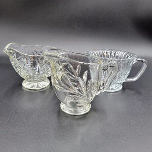 Vintage Creamers Syrup Pitchers Condiment Servers Clear Glass Serving Kitchen